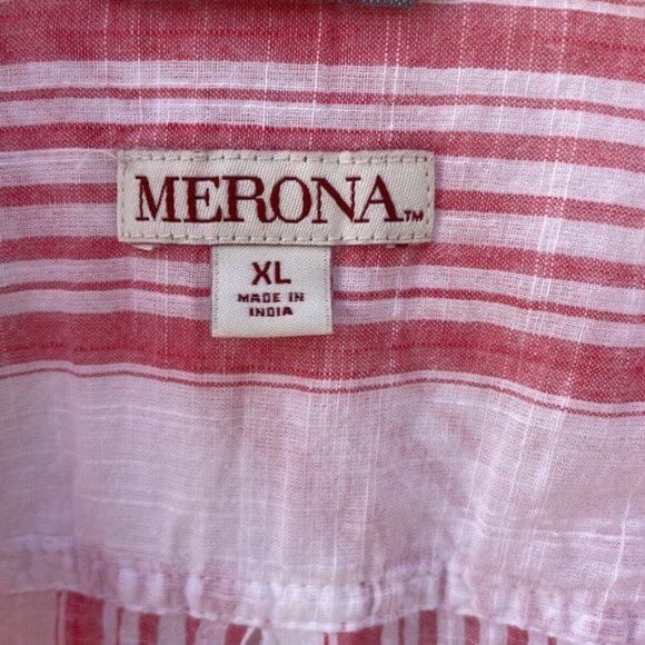 Merona Women’s Breezy Pink & White Stripped V-Neck Long Sleeve Tunic Size XL - Picture 3 of 6
